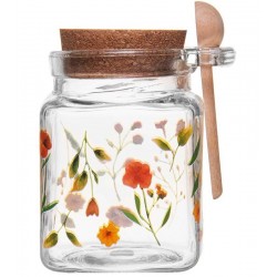 Pote 290ml Quadrado com Tampa e Colher Encanto Vidro 
